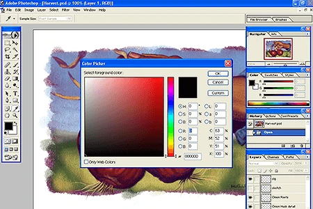 Adobe Photoshop 7 en español: selector de color de Photoshop 7.0